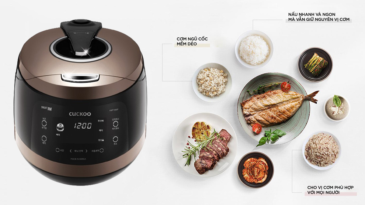 Cuckoo CRP-HWF1000F/BKBRVN trang bị công nghệ cao tần IH hiện đại