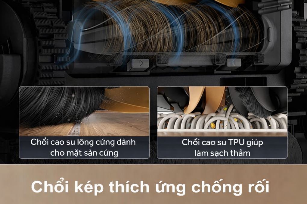 Robot hút bụi lau nhà Dreame Aqua 10 Roller Đen - Chổi kép chống rối