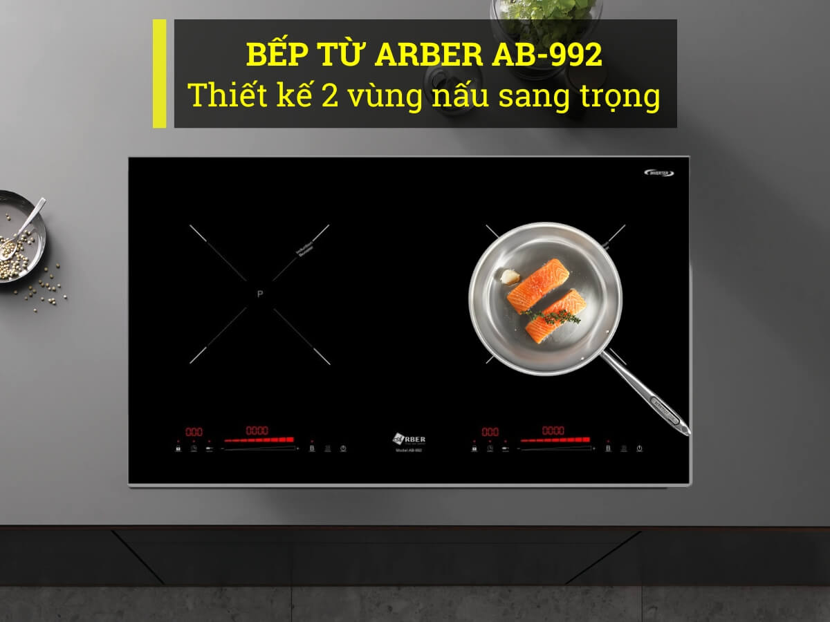 Bếp từ Arber AB-992 thiết kế 2 vùng nấu sang trọng