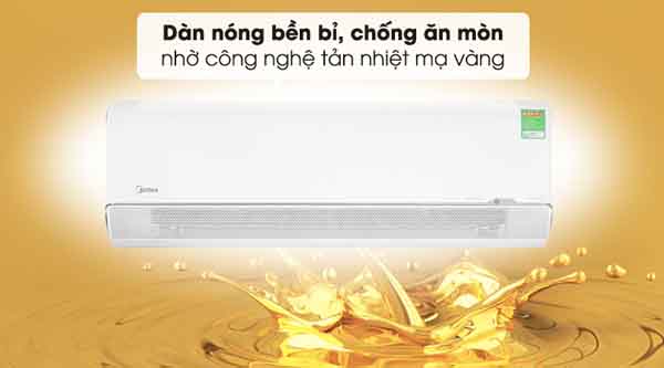 Điều hòa Midea 1 chiều 24.000 BTU MSAFII-24CRN8 có dàn nóng mạ vàng cho hiệu suất làm lạnh cao