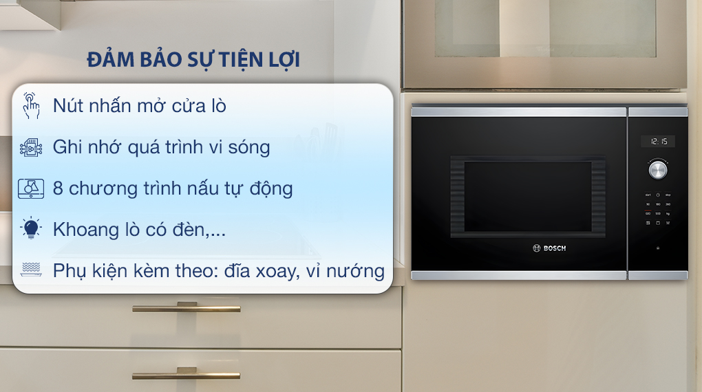 Lò vi sóng âm có nướng Bosch HMH.BEL554MS0B 25 lít - Tiện ích