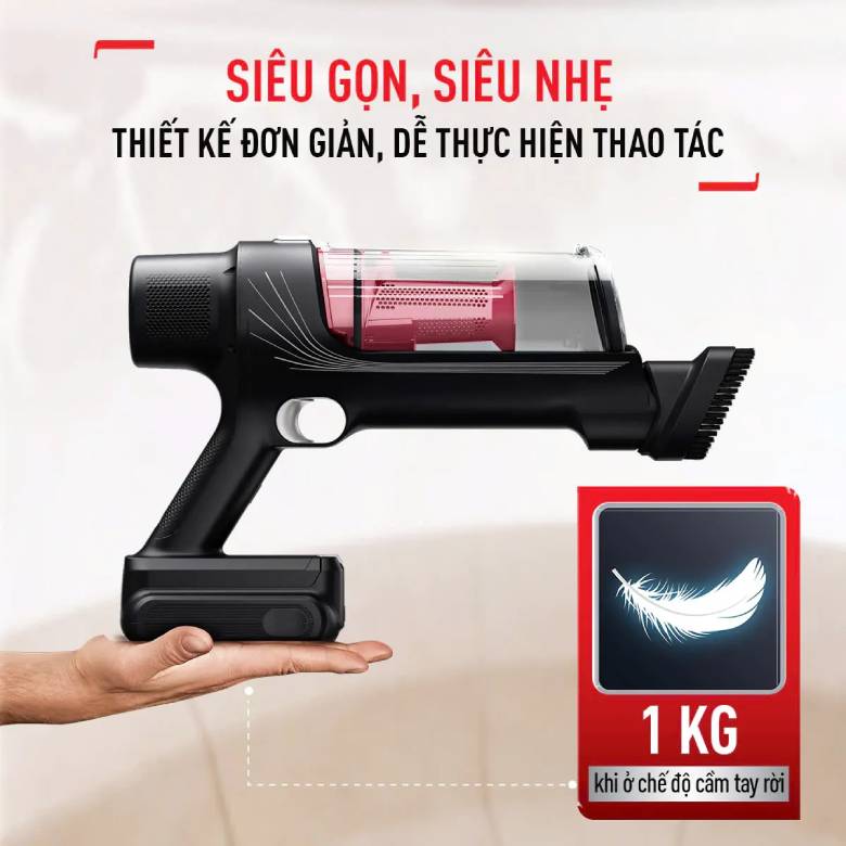 Máy hút bụi không dây Tefal X-Force Flex 13.6 TY9AD2WO - Thiết kế nhỏ gọn trọng lượng 1,2kg