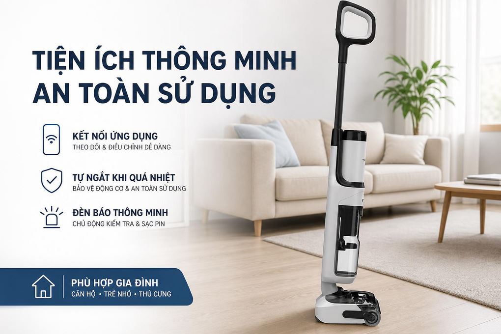 Máy hút bụi lau nhà Tineco Floor One S6 Stretch Max - Tiện ích thông minh và an toàn sử dụng