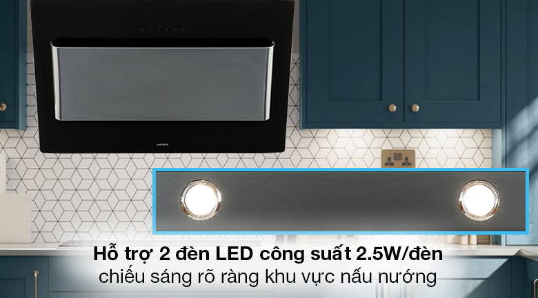 Máy hút mùi áp tường Hafele HH-WVG80D (539.81.194) - Máy hút mùi Hafele trang bị 2 đèn LED