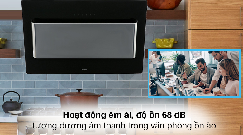 Máy hút mùi áp tường Hafele HH-WVG80D (539.81.194) - Thiết bị hoạt động ở độ ồn tối đa là 68 dB