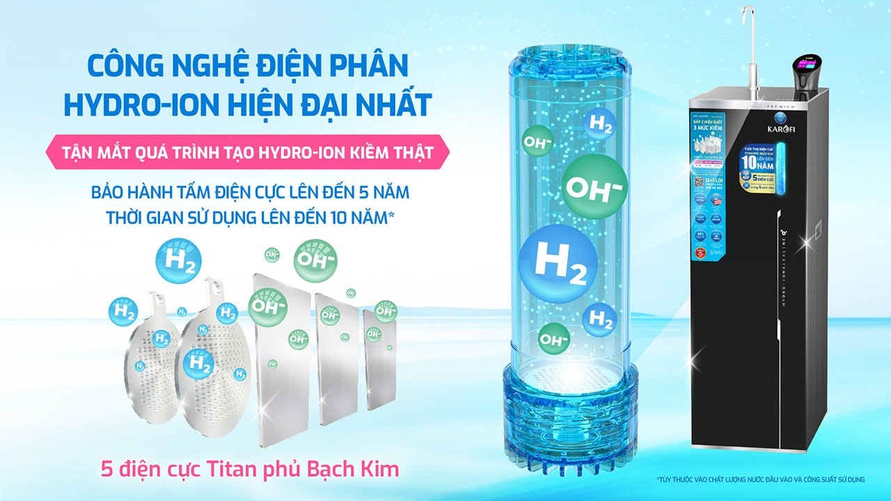 KAE-S68 PRO dùng 5 điện cực Titan phủ Bạch Kim