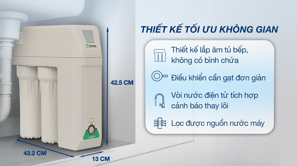 Máy lọc nước RO AOSmith R400E 2 lõi - Thiết kế