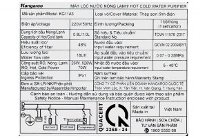 Máy lọc nước RO nóng nguội lạnh Hydrogen Kangaroo 11 lõi KG11A3