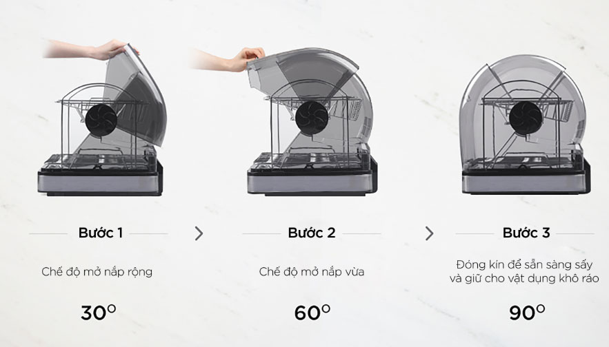 máy sấy bát Cuckoo CDD-A9010/STVNCV có cơ chế mở nắp tiện lợi