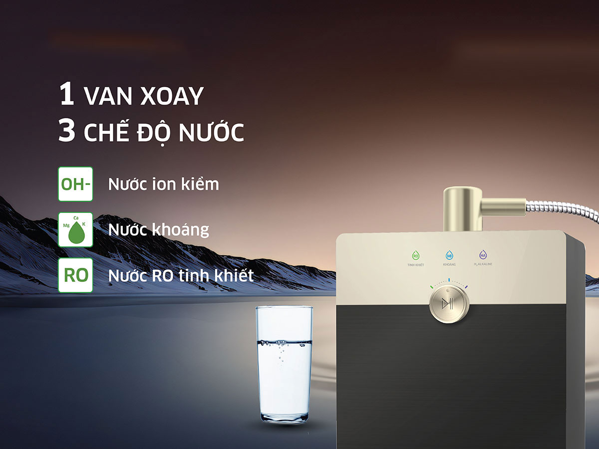 Máy tạo nước Hydrogen ion kiềm Kangaroo Sumire KGRF04E có 3 chế độ nước