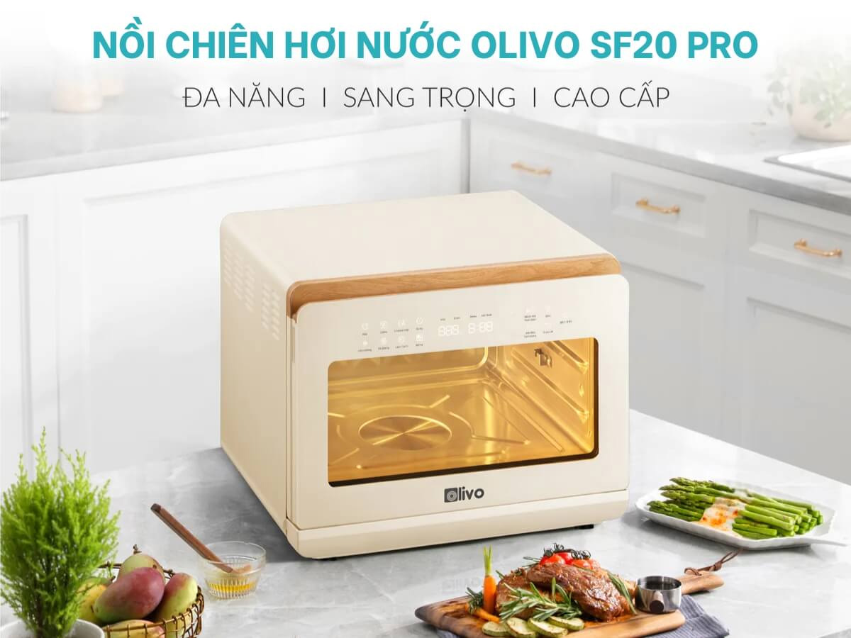 Nồi chiên hấp đa năng Olivo SF20 Pro có thiết kế sang trọng