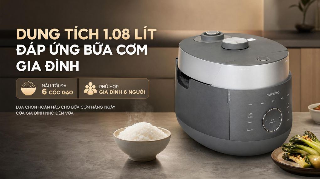 Dung tích - Nồi cơm áp suất cao tần Cuckoo 1.08 lít CRP-LHBR0600F