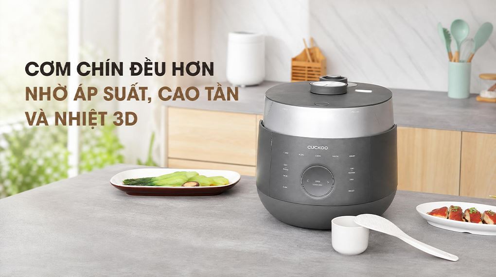Cơm chín đều hơn nhờ áp suất, cao tần và nhiệt 3D - Nồi cơm áp suất cao tần Cuckoo 1.8 lít CRP-LHBR1000F