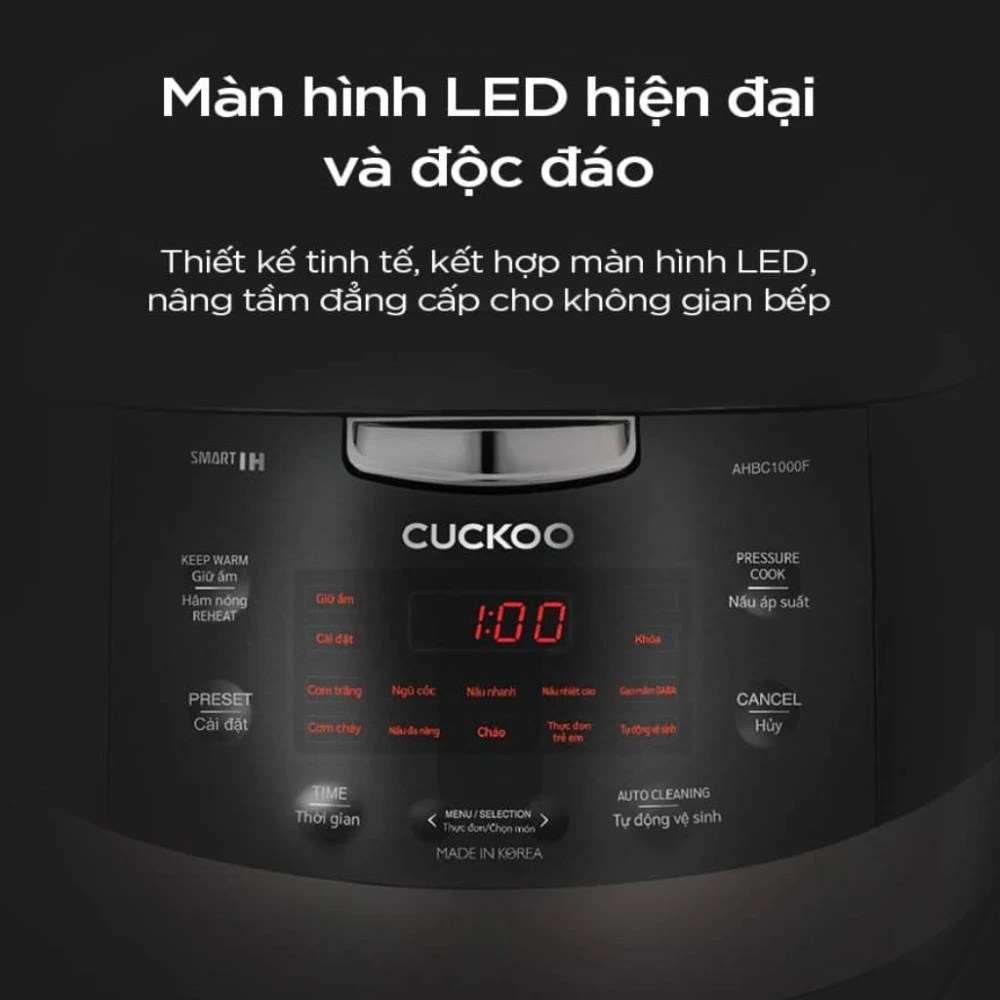 Nồi cơm điện tử áp suất cao tần Cuckoo CRP-CHBC1000F/GRGRCRCKV - Hàng chính hãng