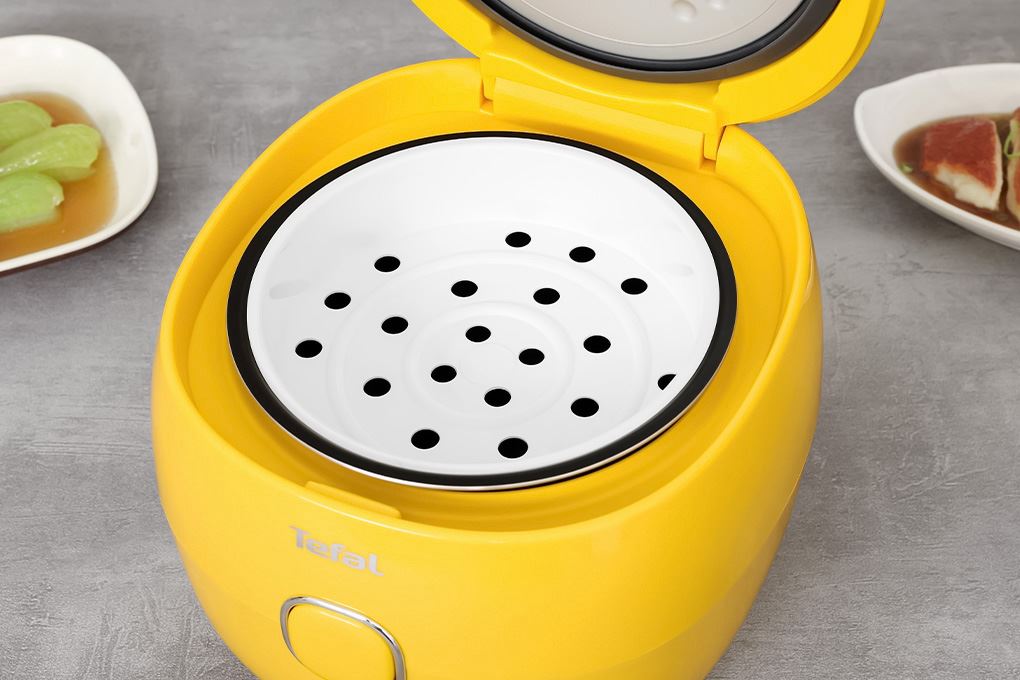 Nồi cơm điện tử Tefal 0.72 lít RK5352Y0 màu vàng - Xửng hấp