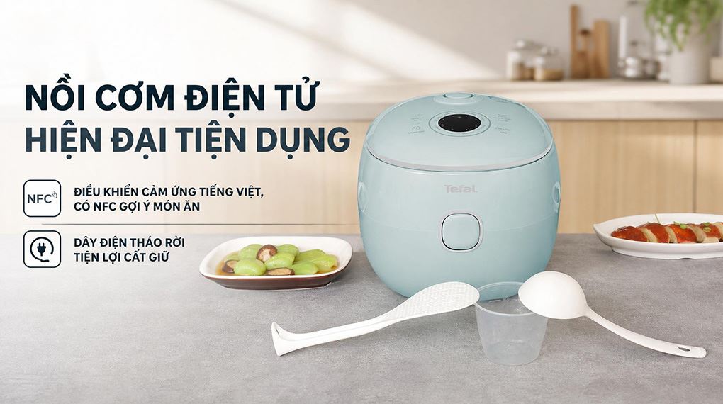 Nồi cơm điện tử Tefal 0.72 lít RK5354Y0 - Thiết kế hiện đại