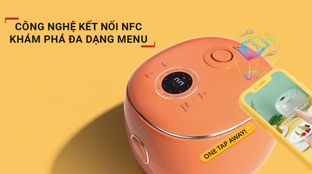 Kết nối NFC khám phá menu - Nồi cơm điện tử Tefal 0.72 lít RK535AY0