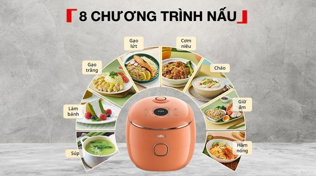 Nồi cơm điện tử Tefal 0.72 lít RK535TY0 - 8 chương trình nấu