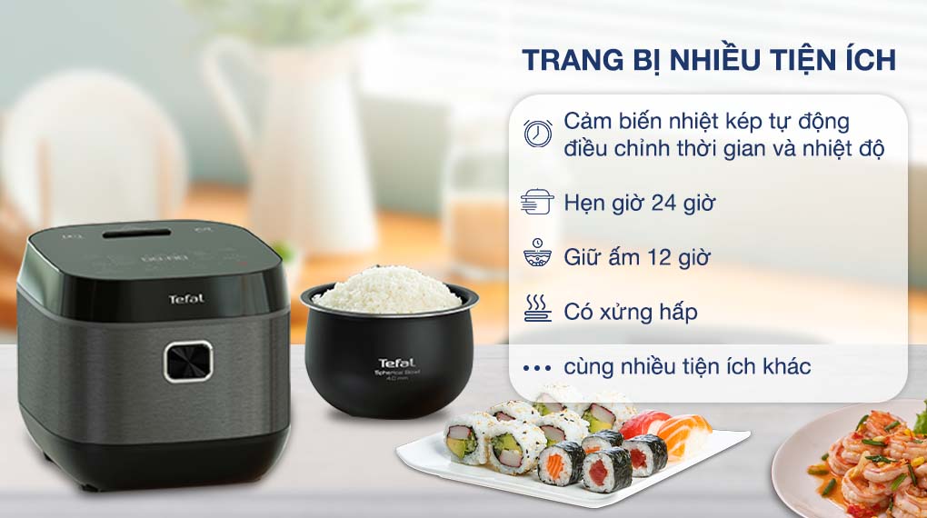 Nồi cơm điện tử Tefal 1.8 lít Delirice Plus RK776B68 - Tiện ích