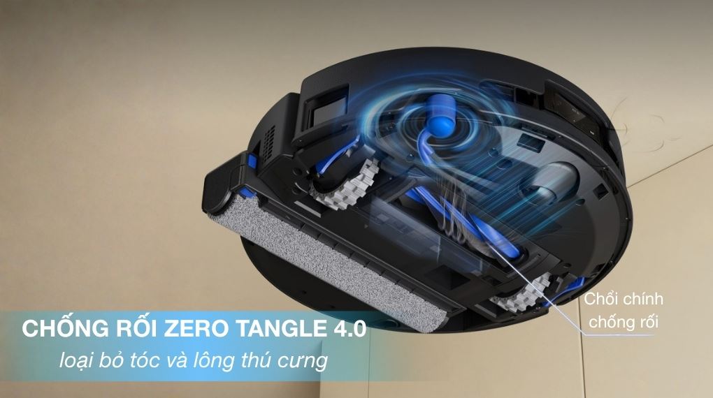 Công nghệ Zero Tangle 4.0 - Robot hút bụi lau nhà Ecovacs Deebot T90 PRO OMNI - Đen