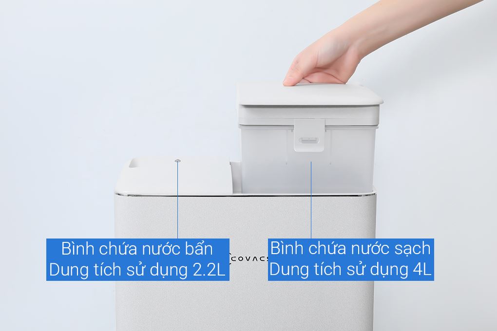 Robot hút bụi lau nhà Ecovacs Deebot T90 PRO OMNI - Trắng - Bình chứa nước sạch và bẩn