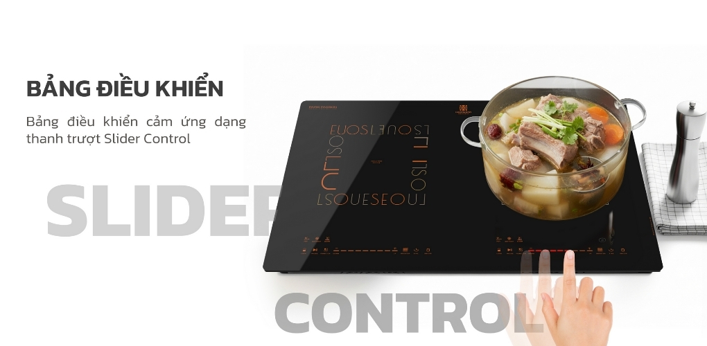 Bếp từ đôi âm Hawonkoo CEH-288 5200W - Bảng điều khiển