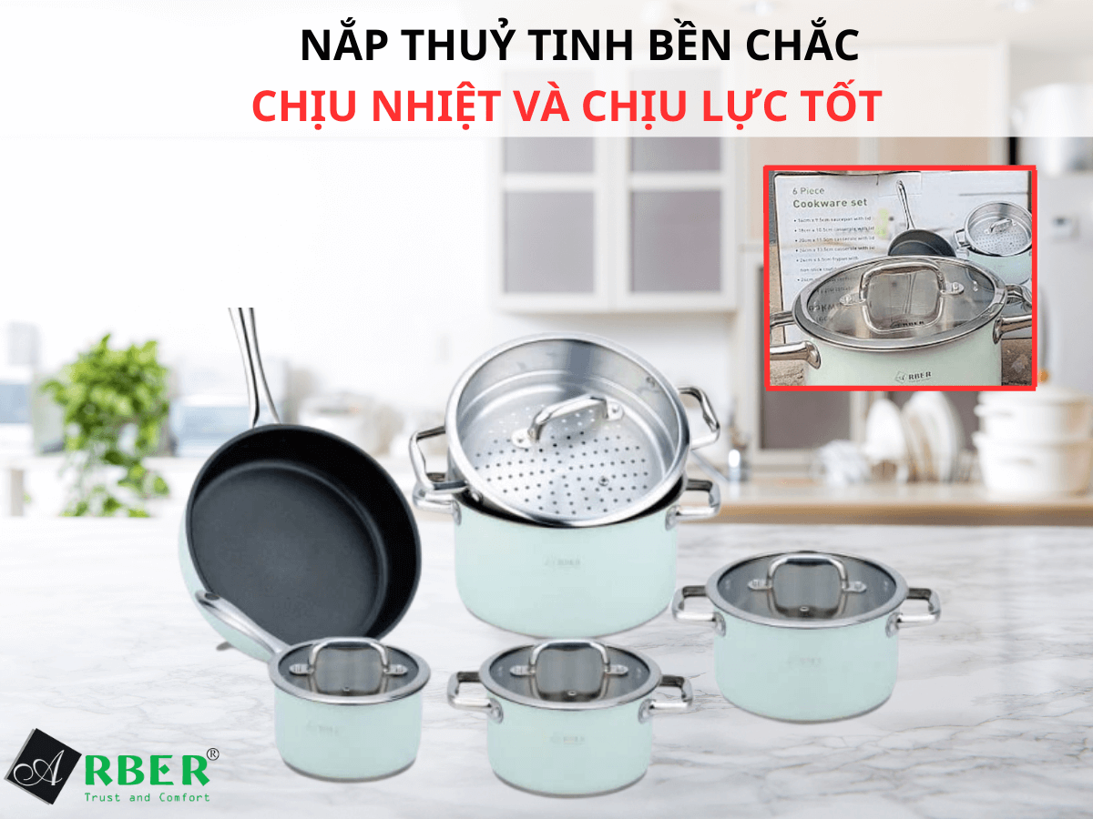 Bộ nồi inox Arber AN05XC 6 món