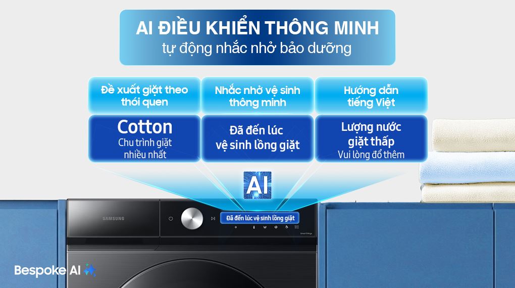Máy giặt Samsung Bespoke AI Inverter 14 kg WW14BB944DGBSV - Bảng điều khiển AI Control
