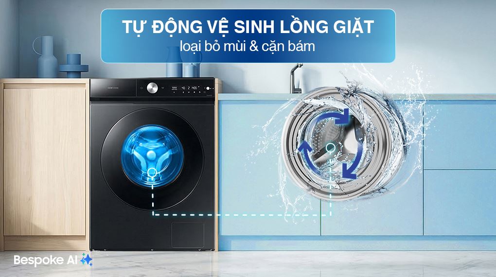 Máy giặt Samsung Bespoke AI Inverter 14 kg WW14BB944DGBSV - Chế độ Drum Clean+