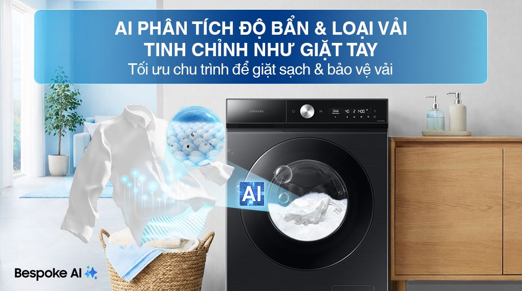 Máy giặt Samsung Bespoke AI Inverter 14 kg WW14BB944DGBSV - Công nghệ AI Wash