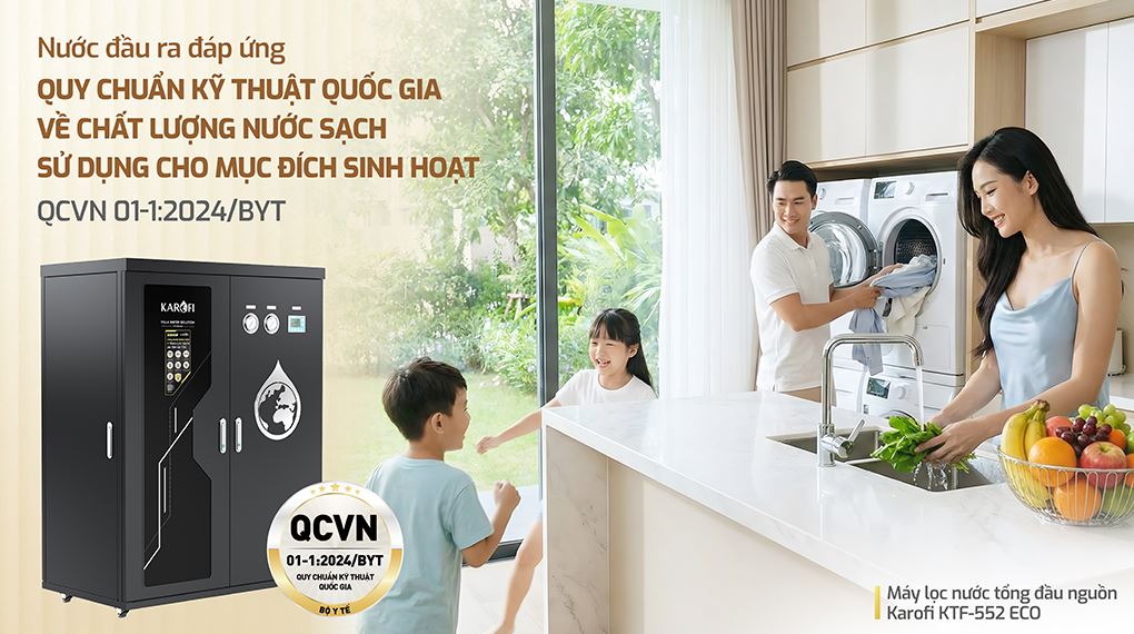 Máy lọc tổng đầu nguồn Karofi KTF-552 ECO - Nước đầu ra đạt chuẩn