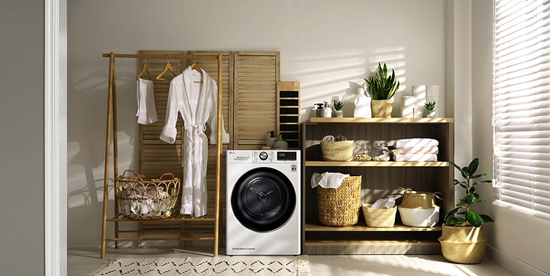 Máy sấy LG RB09NHP5W có kiểu dáng cửa trước quen thuộc