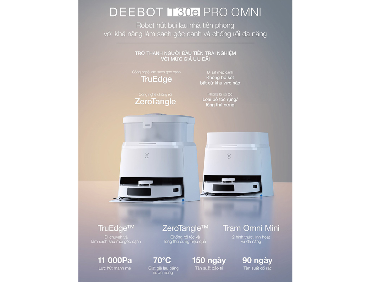 Robot hút bụi lau nhà Ecovacs Deebot T30e Pro Omni