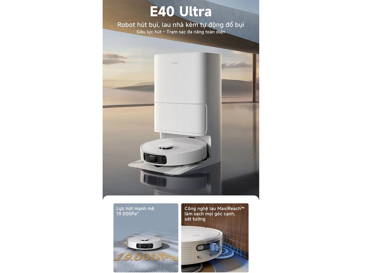 Robot hút bụi lau sàn chuyên dụng Mova E40 Ultra