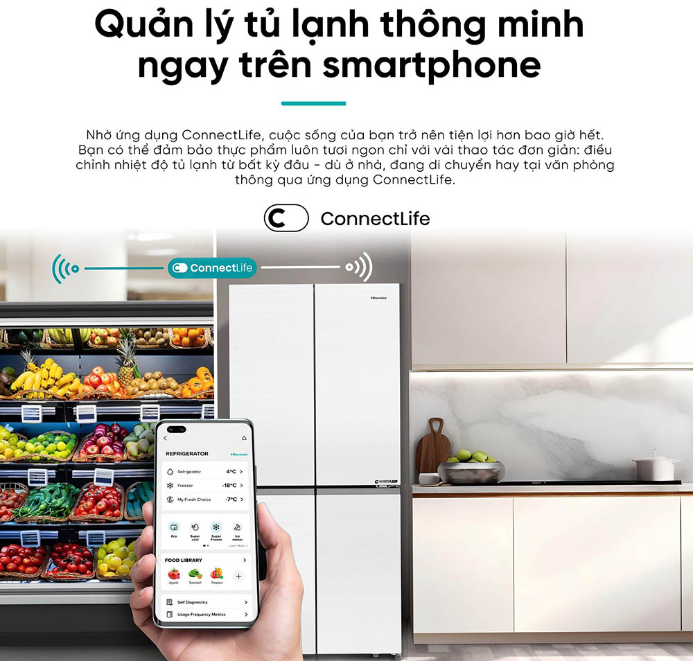 Ứng dụng Connect Life hỗ trợ quản lý tủ lạnh RQ470P5GW thông minh từ xa