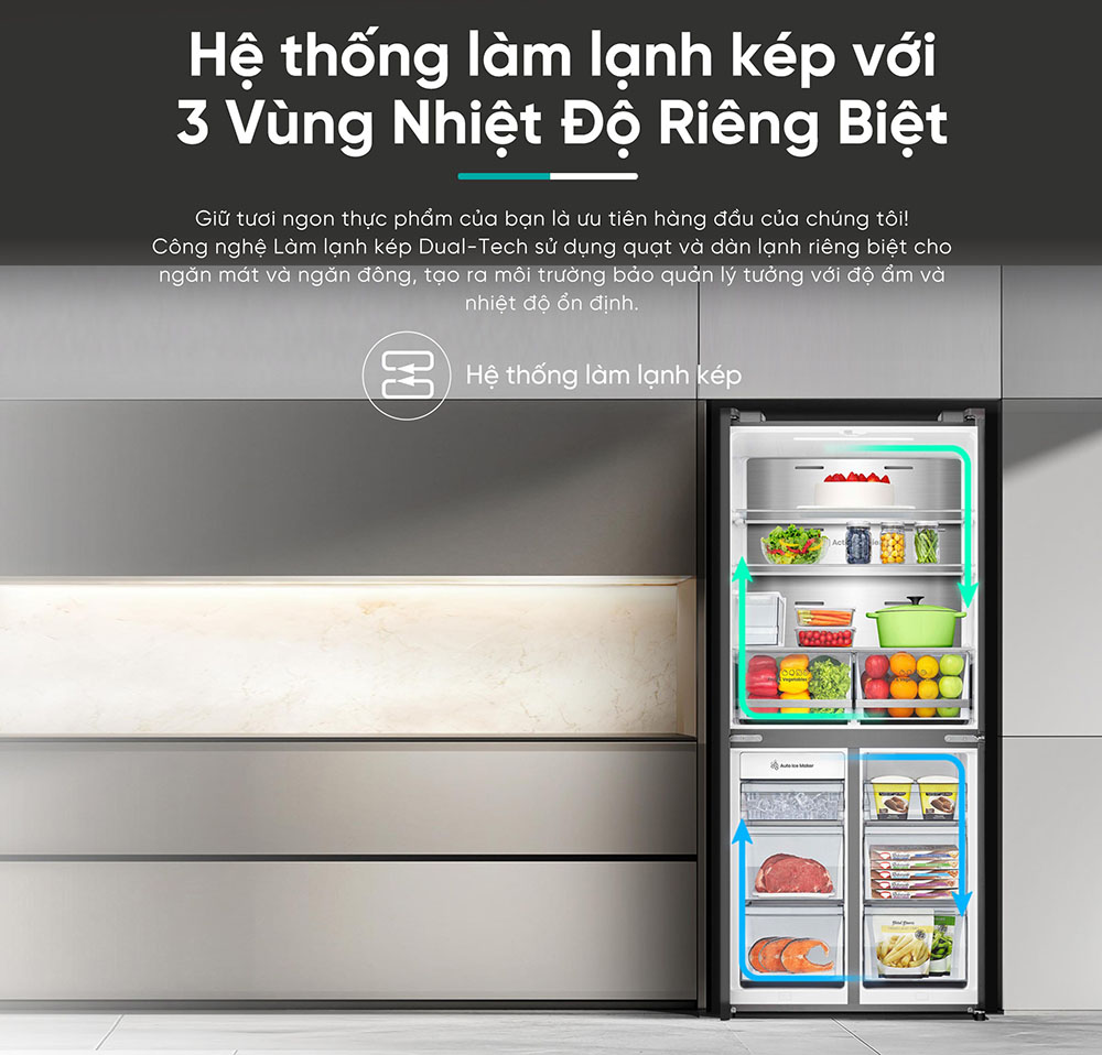 Tủ Lạnh Hisense RQ470P5GW làm lạnh đồng đều