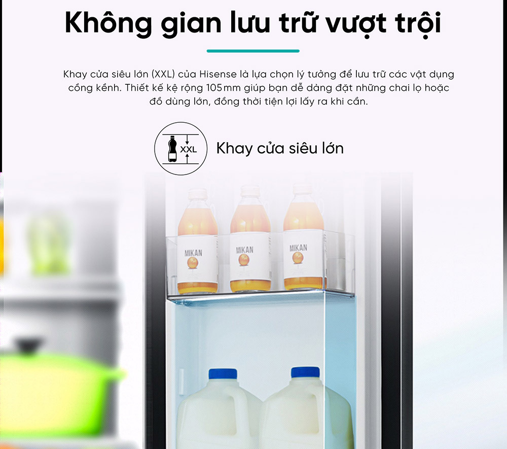 Tủ Lạnh Hisense 488 Lít RQ470P5GW có khay cửa siêu lớn XXL