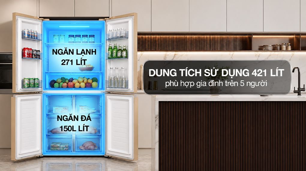 Tủ lạnh Sharp Inverter Multi Door 421 lít SJ-FXP510VG-CH - Dung tích sử dụng