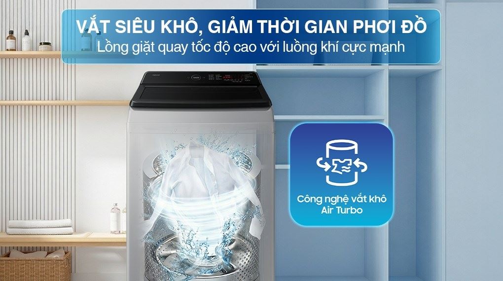 Máy giặt Samsung Ecobubble Inverter 12.5 kg WA40F12E4LSV - Vắt siêu khô