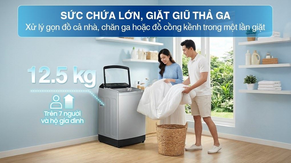Máy giặt Samsung Ecobubble Inverter 12.5 kg WA40F12E4LSV - Khối lượng giặt
